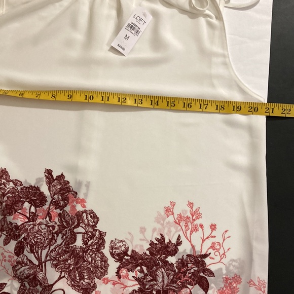 Loft white sleeveless blouse with floral border tie-ups on the shouldersSize M - Picture 7 of 10